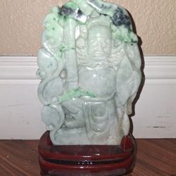 Certified A Grafe Grewn Jade Jadeist Burma Untreated Chinese Ancient Officer Quan Yu Statue Height 6.75x3.5" Estimate 