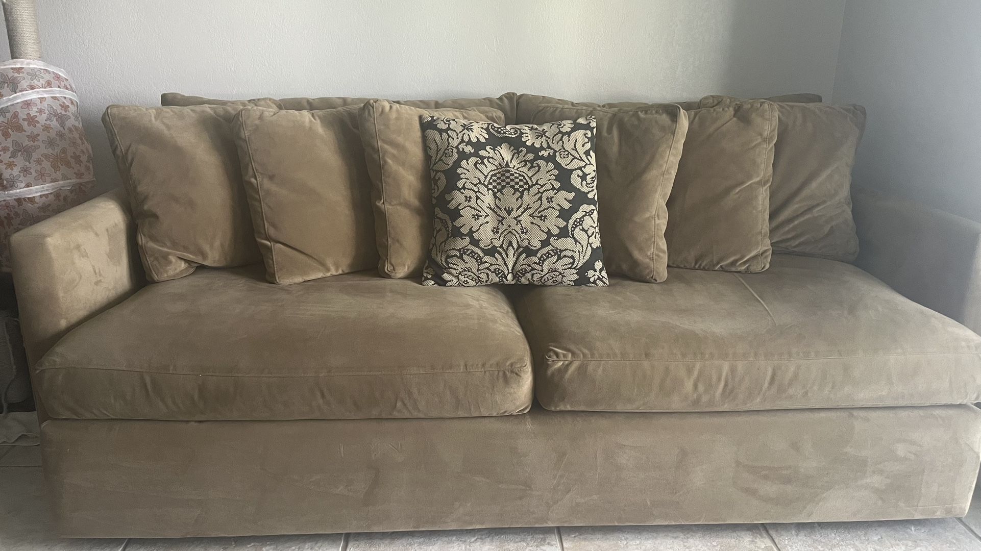 CRATE AND BARREL DEEP SEAT SOFA CHAIR AND OTTOMAN