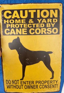 cane corso warning sign