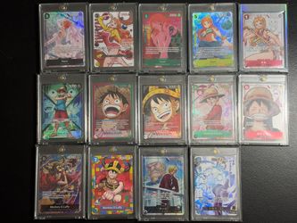 One Piece TCG Holo Card Lot – Luffy, Nami, Sanji