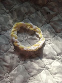 Yellow And White Bracelet Handmade Crochet