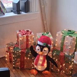 Christmas presents and Christmas penguin