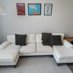 White U-Shape Sectional Sofa Couch 111" Modern 4-Seat Sofa