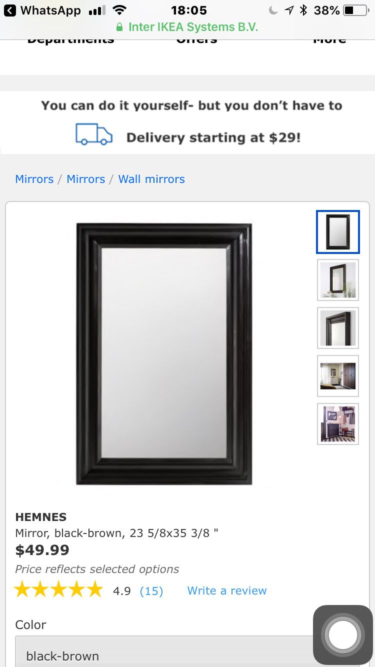 Ikea Mirror, black Brown