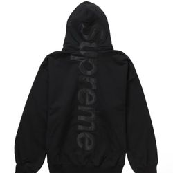 Supreme Satin Appliqué Hooded Sweatshirt (FW23) Black Size XXL