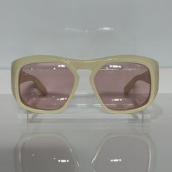 Valentino V-179 Ivory Gold Chunky Acetate w. custom Pink Tinted Sunglasses 