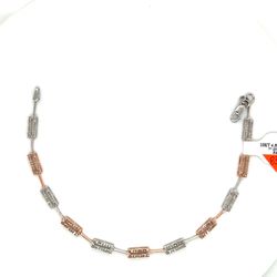 10kt Gold Two Tone Diamond Square Paperclip Bracelet .65ctw 4.50grams 7” 153640 4