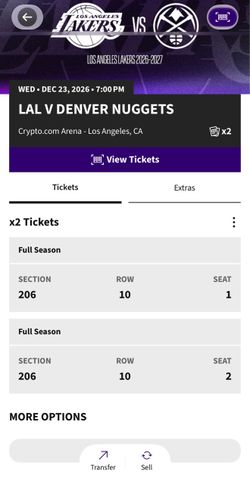 💜💛 DENVER NUGGETS VS LAKERS $500 (for pair) 💛💜