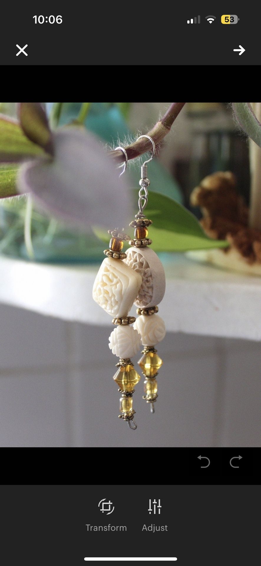Handmade Ivory Dangle Earrings