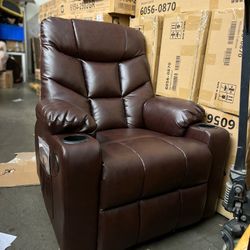 Brown Rocker Recliner Glider Chair Manual Recliner Faux Leather Brown 8002