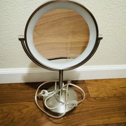 Conair Lighted Makeup Mirror, LED Vanity Mirror, 1X/10x Magnifying Mirror, Corded in Satin Nickel Finish