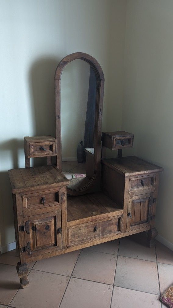 Mexican vanity with oval mirror
