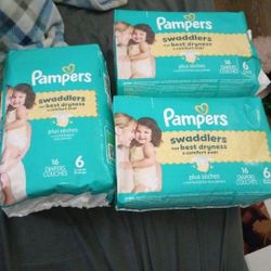 3 Packs Of Pampers Swaddlers Size 6 Unopened $20
