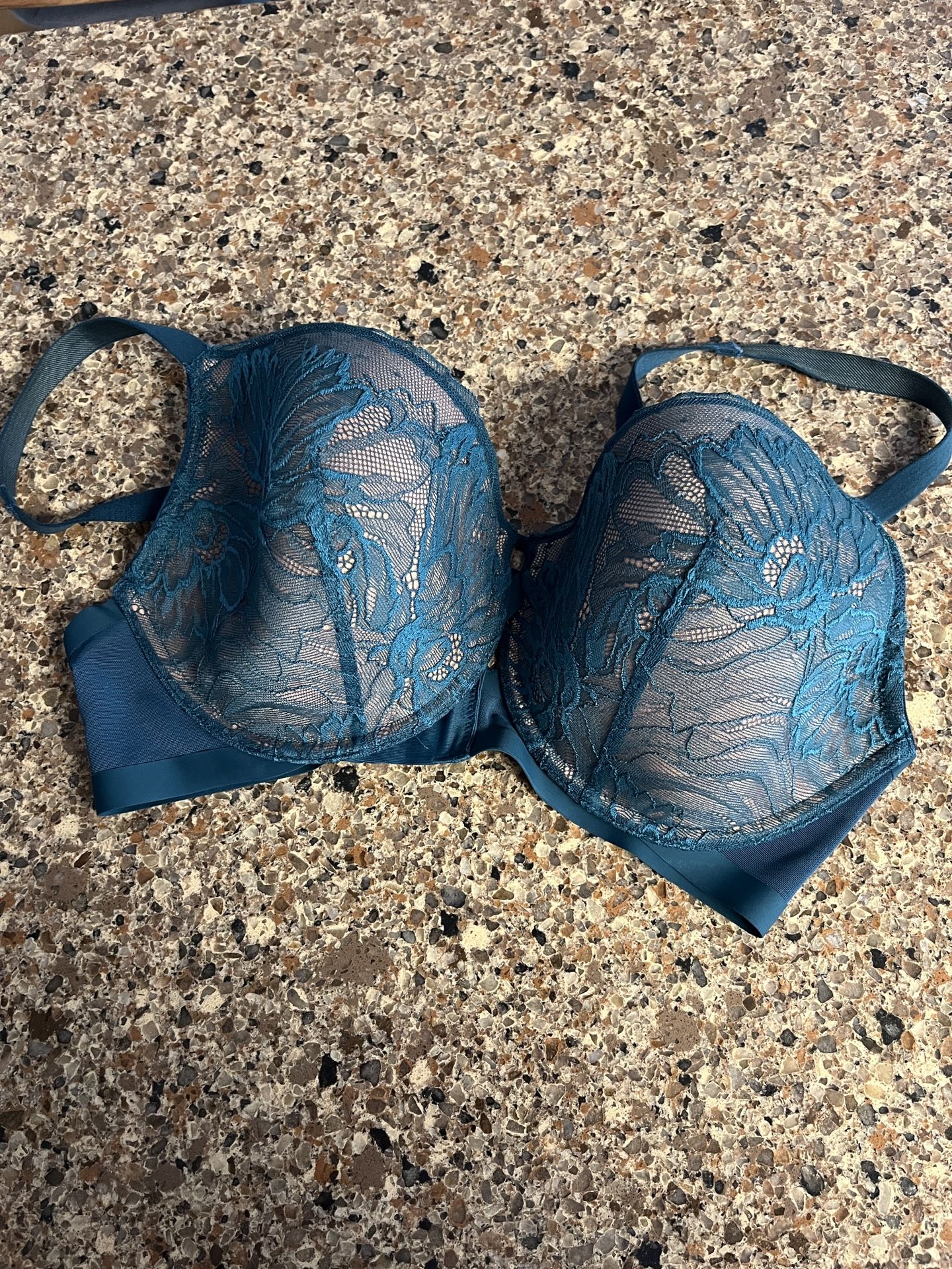 Soma blue green teal Floral Lace Underwire Bra 36DDD no brand or size tag