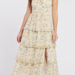 Yellow Floral Corset Dress From Dry Goods