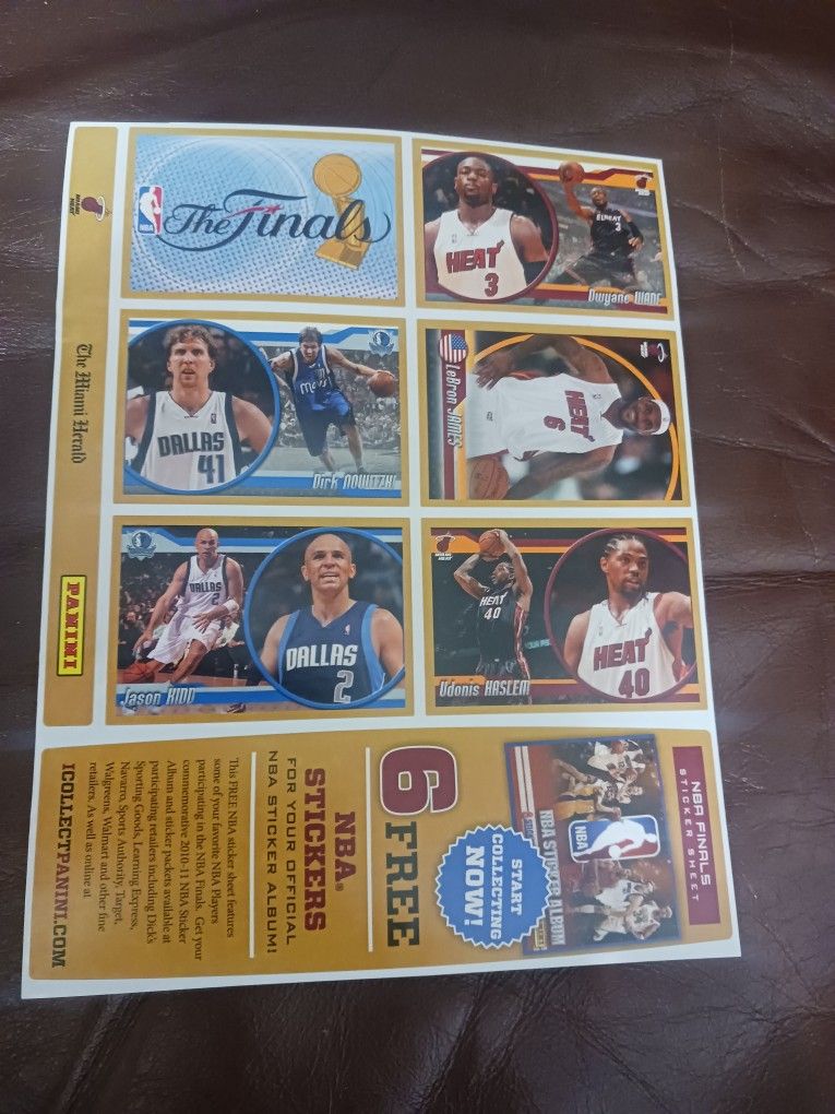 Panini 2010 -2011 "The Finals" Basketball Uncut Sticker Sheet