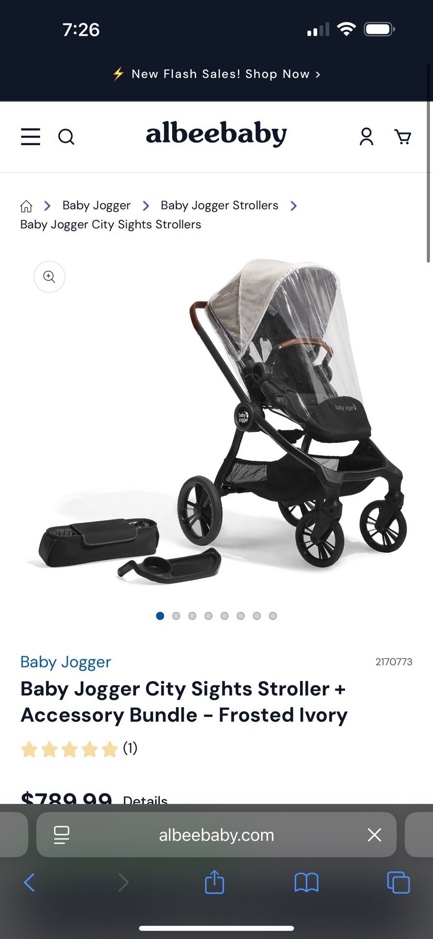 Baby Jogger City Sights Stroller + Accessory Bundle - Frosted Ivory