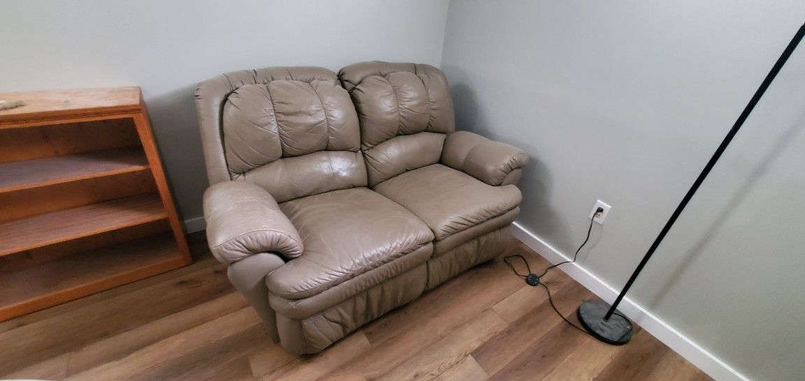 Gray Faux Leather Reclining Loveseat