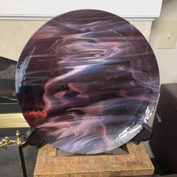 Vintage Purple Round Fused Glass 15”Plate, Tray , Signed & Dated 1987