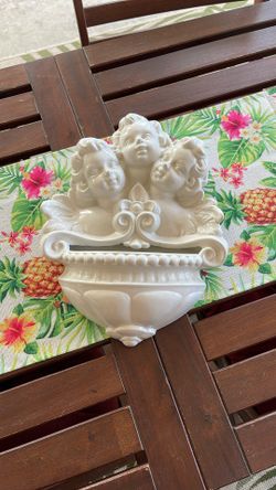 White Ceramic Cherubs Planter