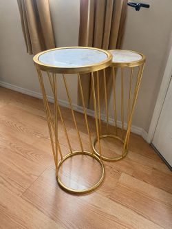 Modern Glam Gold Nesting Side Tables Set of 2