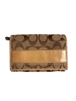 Coach Signature Trifold Wallet Khaki Brown C Logo B0942-F41626 Legacy Stripe