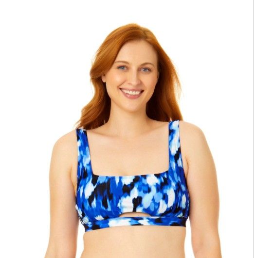 Time and Tru Women's Tie Dye Cutout Swim Top Multicolor size M (8 - 10)