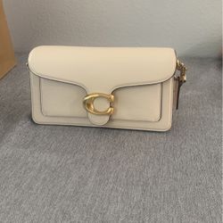 Coach White Tabby 26 With Gold Hardware