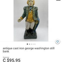 Vintage Cast Iron George Washington Money Bank