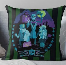 Haunted Mansion Pillow Case 18”x18” CASE ONLY W/Zipper Polyester Machine Washable Halloween Spooky Decor