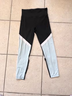 Calvin Klein Performance Capri Leggings – Women's S, Black & Light Blue, Mesh Calf Panels