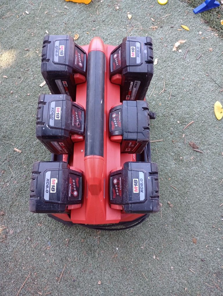 Milwaukee M18 Rapidcharger Charger with 6 batteries