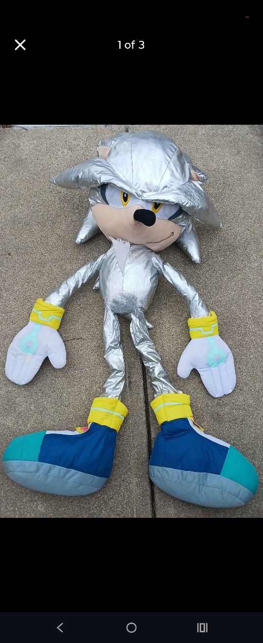 🔥 Sonic the hedgehog SILVER 54" Giant plush . ( not shadow tails robotnik metal knuckles eggman