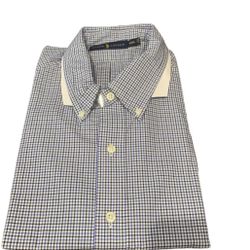 Ralph Lauren Mens Size 2XL Oxford Button Down Blue White Striped Blue Small Pony