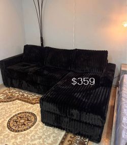 Stylish 2-Pc Corduroy Sectional Sofa (Available in Black & Gray)