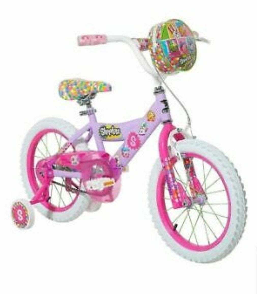 New Girls Kids 16" Dynacraft Shopkins Bike Training Wheel Handlebar Bag