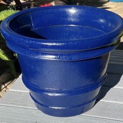 Blue Plastic Pot: 22”W x 16”H