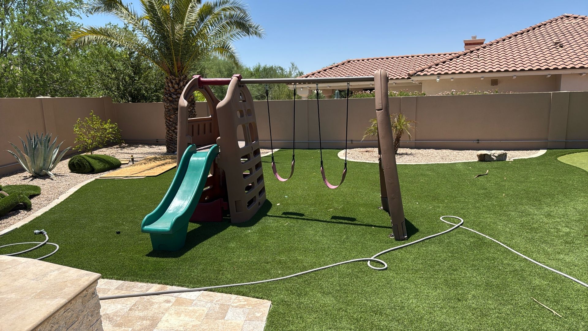 Outdoor Swing Set For Kids, Slide And Swings