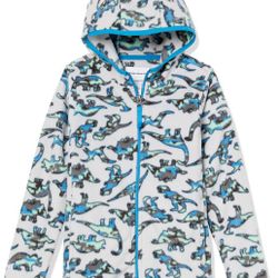 Fleece Dinosaurs Long Sleeve Shirt Hoodie Zip Up Jacket Top Sweatshirt Kids Children's Size 9 10
