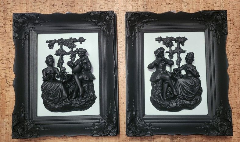 Two bisque porcelain reliefs / wall plaques, Alt Meissen Art, Dresden, 1930s.