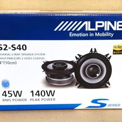 Alpine S Series Car Speakers 4" Or 4"x6" Pair 2-Way Coaxial Speaker System 140 Watts S2-S40 🚨 Payment Options Available 🚨 No Credit Needed 🚨 