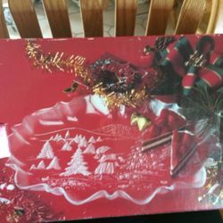 Beautiful Milsaka Christmas Glass Platter