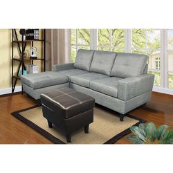 Cheap New Grey Faux 3piece Sofa Set