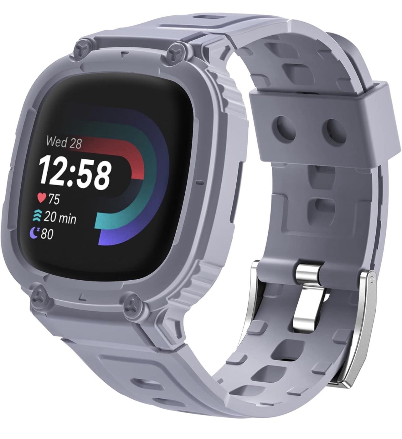 Band Compatible for Fitbit Versa 4/ Fitbit Versa 3/Fitbit Sense 2/ Fitbit Sense 1/ Fitbit Sense Replacement with Case