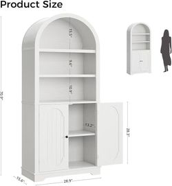 🥨IRONCK 71" Tall Arched Kitchen Pantry Cabinet – Freestanding Storage Cupboard with Open Display Shelves & Enclosed Cabinets, Modern French Arch Desi