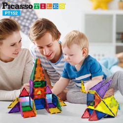 152PC Magnetic Tiles Building Block Toy Building Block Magnets Construction Sensory Toys Gifts Set f