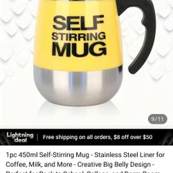 Marfort Rechargeable Auto Stirring Mug - Magnetic Electric Self Mixing Stainless Steel Cup for Instant drinks Office/Kitchen/Travel/Home Coffee/Tea/Ho