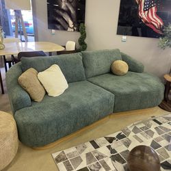 Palermo Teal Curved Living Room Set / 2pc
