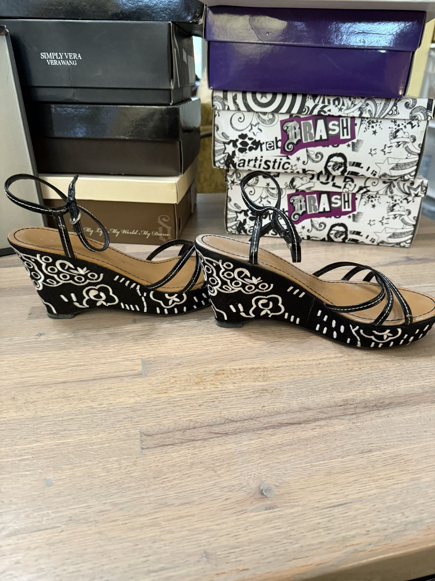 Black & White Wedge Heel Sandal