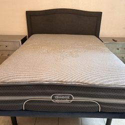 Bed set: Mattress-Queen Black Hybrid Plus Jennings 14.5”, Headboard, and Bed-frame.